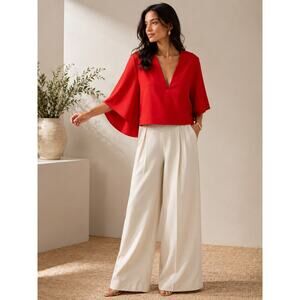 Mare Mare x Anthropologie The Veronica Cape Blouse Red Size M Architectural